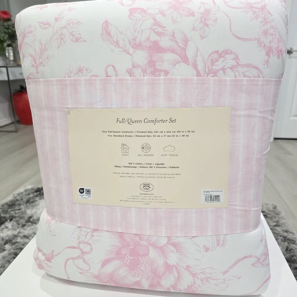 Laura Ashley Pink Bow Queen Comforter Set